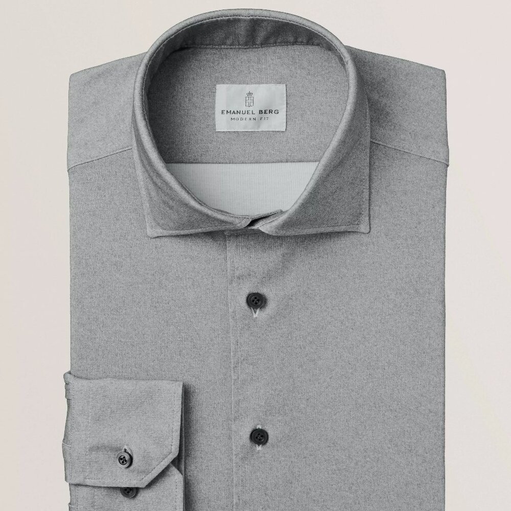 Emanuel Berg Byron Mélange 4-Flex Dress Shirt 17.5 US 44 EU - XL mid Grey